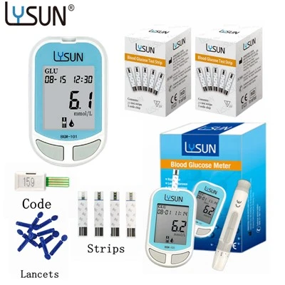 قیمت کارخانه Lysun دستگاه اندازه گیری قند خون با نوار تست دستگاه تست دیابت