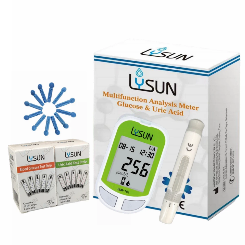 گلوکومتر آنالایزر اسید اوریک Lysun 2 در 1 بهترین قیمت برای مصارف خانگی پزشکی